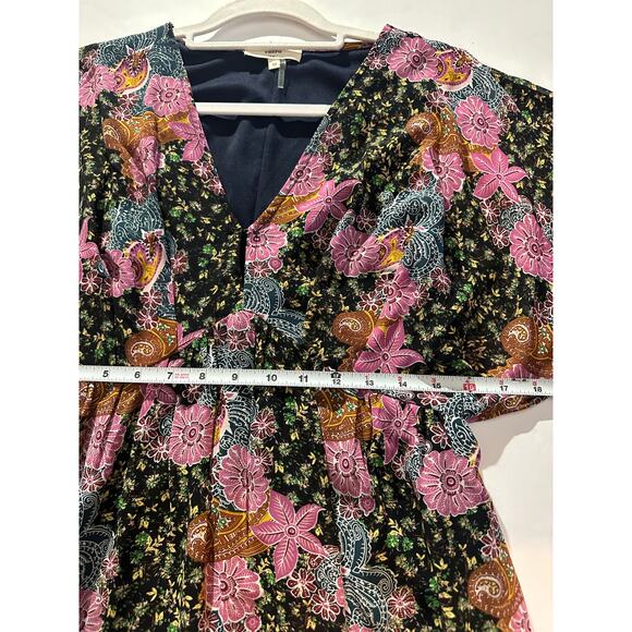 Entro Boho Floral Maxi Dress V-Neck Kimono Sleeve Multicolor Festival Size M - Picture 8 of 9